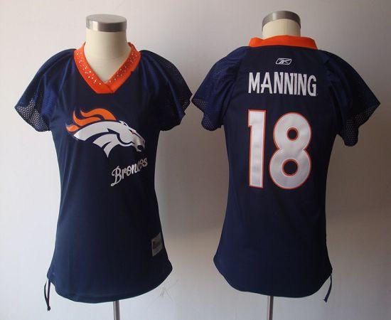 Broncos #18 Peyton Manning Blue 2011 Women's Fem Fan Stitched NFL Jersey - Click Image to Close